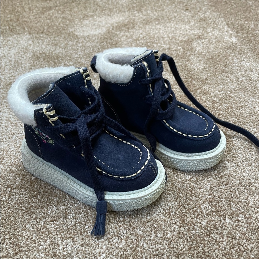 Toddler Girls size 6 navy blue suede boots Gymboree